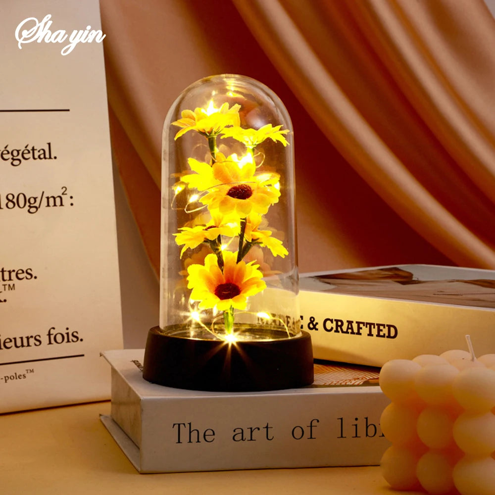 Locryn Decoração de Luxo - Graduation season gift small sunflower plastic set Mother's Day send wife send mother Valentine's Day eternal flower gift Birthd (Foto 1)