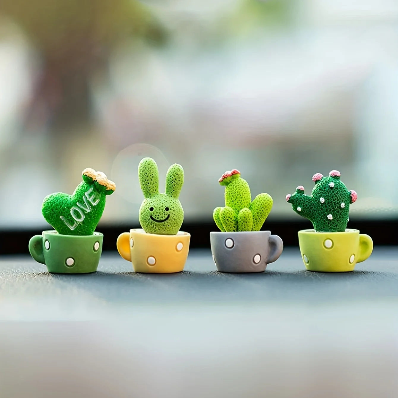 Locryn Decoração de Luxo - 1 Set Of 4, Resin Succulent Cactus Mini Green Plant Car Office Home Living Room Crafts (Foto 8)