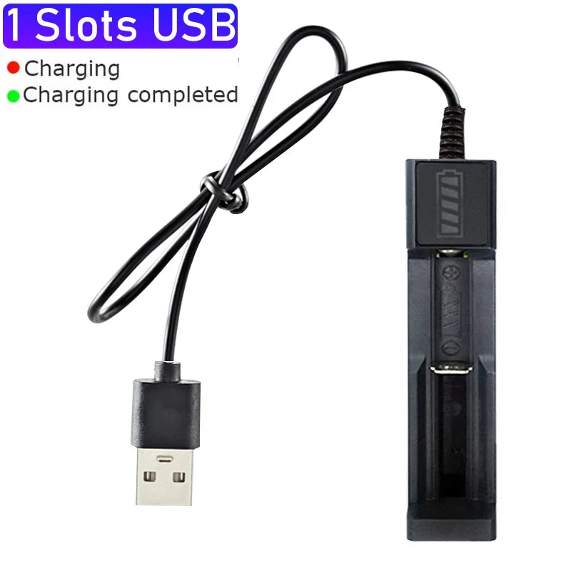 Locryn Decoração de Luxo - 18650 Battery Charger 1/2/4 Slots Dual 18650 Charging 3.7V Rechargeable Lithium Battery USB Charger For 16340 14500 18650 (Foto 9)