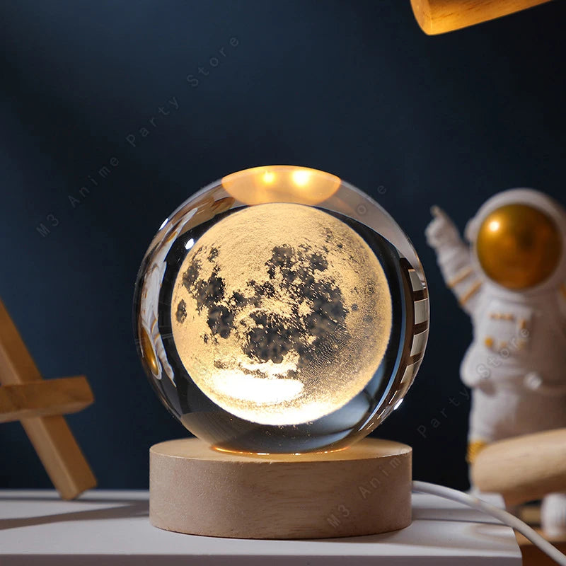 Locryn Decoração & Conforto - Globo de Cristal 3D Iluminado com Base de Madeira (Foto 10)