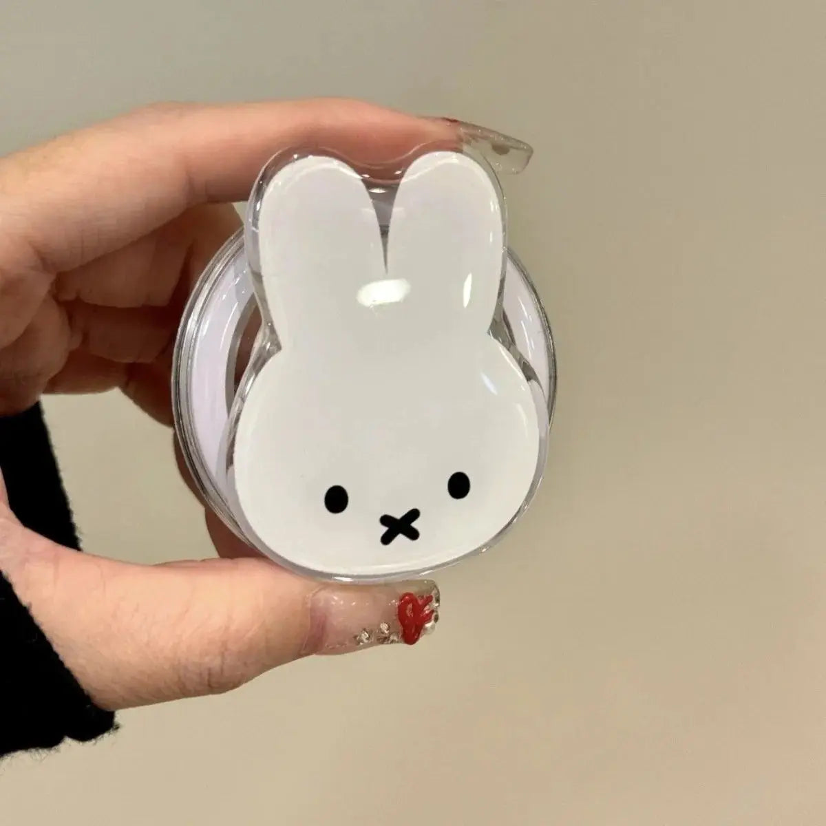Locryn Decoração de Luxo - Anime Kawaii Miffy Rabbit Magnetic Phone Stand Cartoon Telescopic Portable Stand Magnetic Mobile Phone Airbag Stand Girl Gifts (Foto 1)
