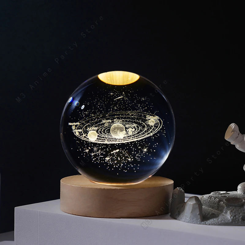 Locryn Decoração & Conforto - Globo de Cristal 3D Iluminado com Base de Madeira (Foto 9)