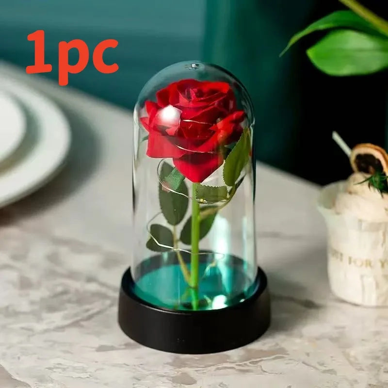Locryn Decoração de Luxo - Wedding Birthday Valentine Day Gift Eternal Rose Flower Colorful Luminous Ornament For Women Mom Girlfriend Wife Home Decoration (Foto 10)