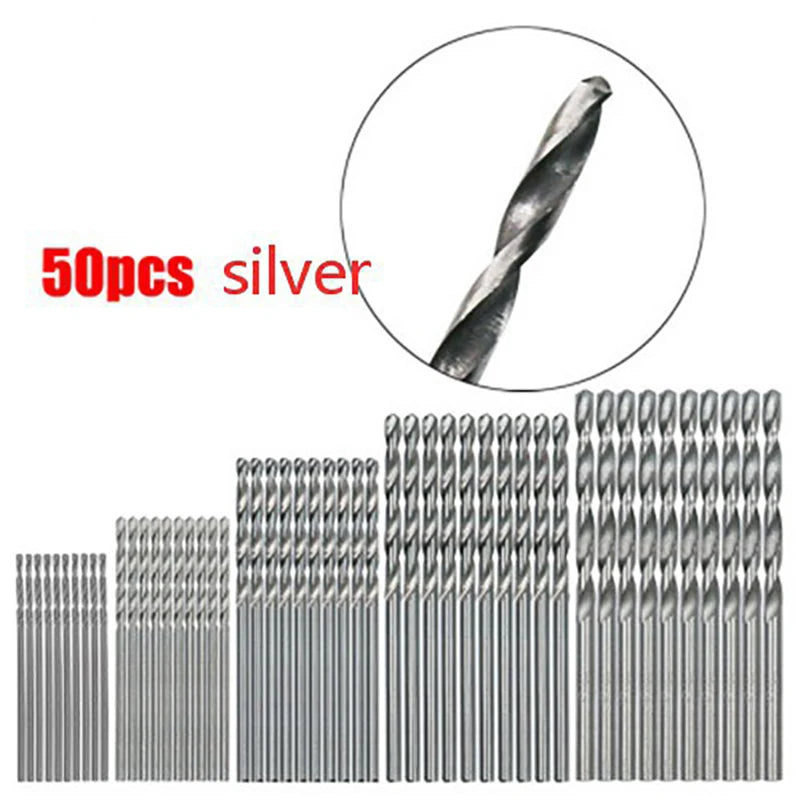 Locryn Decoração de Luxo - 100/50Pcs Titanium Coated Drill Bits HSS High Speed Steel Set Tool Quality Power Tools 1/1.5/2/2.5/3mm (Foto 9)