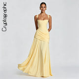 Ruched Fitted Top Flowy Maxi Dress – Backless Lace-Up Sleeveless Elegant Evening Gown