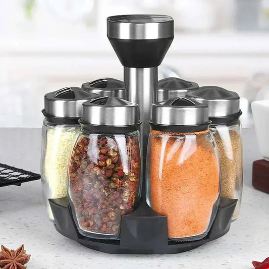 Kit Potes de Vidro para Temperos com Suporte