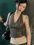 The Leather Rivet Halter Top — Locryn