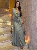 Cross Backless Knot Split Dress – Sleeveless Ruched Beach Clubwear