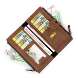 Women's Long PU Leather Wallet – Multi-Card Phone Bag with Hasp Closure