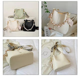 Women's Large Capacity Ribbon Chain Bucket Bag – Crossbody Shoulder Purse
