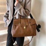 MOODS Luxury Boston Top-Handle Bag – Designer PU Leather Shoulder Crossbody Handbag