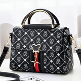 Women's Printed Monogram Shoulder Bag – PU Leather Single Shoulder Crossbody Handbag