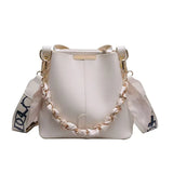 Women's Large Capacity Ribbon Chain Bucket Bag – Crossbody Shoulder Purse