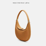 Women's Crescent Soft Leather Shoulder Bag – Elegant Commuter Crossbody