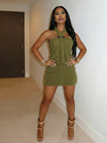 The Metal Buckle Halter Dress — Locryn