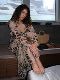 The Leopard Mesh Bell Sleeve Dress — Locryn