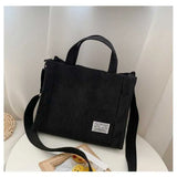Corduroy Crossbody Tote Bag – Women's Casual Square Shoulder Travel Organizer Bag