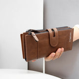 Women's Long PU Leather Wallet – Multi-Card Phone Bag with Hasp Closure