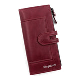 Women's Long PU Leather Wallet – Multi-Card Phone Bag with Hasp Closure