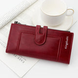 Women's Long PU Leather Wallet – Multi-Card Phone Bag with Hasp Closure