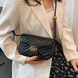 Women's Small Square Chain Crossbody Bag – Luxury Embroidered Check Shoulder Handbag