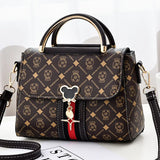 Women's Printed Monogram Shoulder Bag – PU Leather Single Shoulder Crossbody Handbag