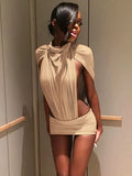Y2K Turtleneck Bodysuit & Mini Skirt Set – Side Hollow Sexy Clubwear