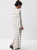 Polka Dot Long Sleeve Maxi Dress – Slim Elegant Evening Party Dress