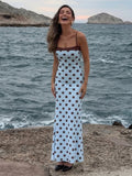 Polka Dot Halter Neck Backless Maxi Dress – Bodycon Sleeveless Birthday Party Dress