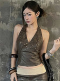 The Leather Rivet Halter Top — Locryn