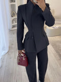 The High-Collar Slim Suit Set — Locryn