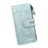 Women's Long PU Leather Wallet – Multi-Card Phone Bag with Hasp Closure