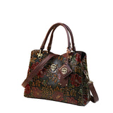 Vintage Floral PU Leather Tote Bag – Women's Crossbody Handbag