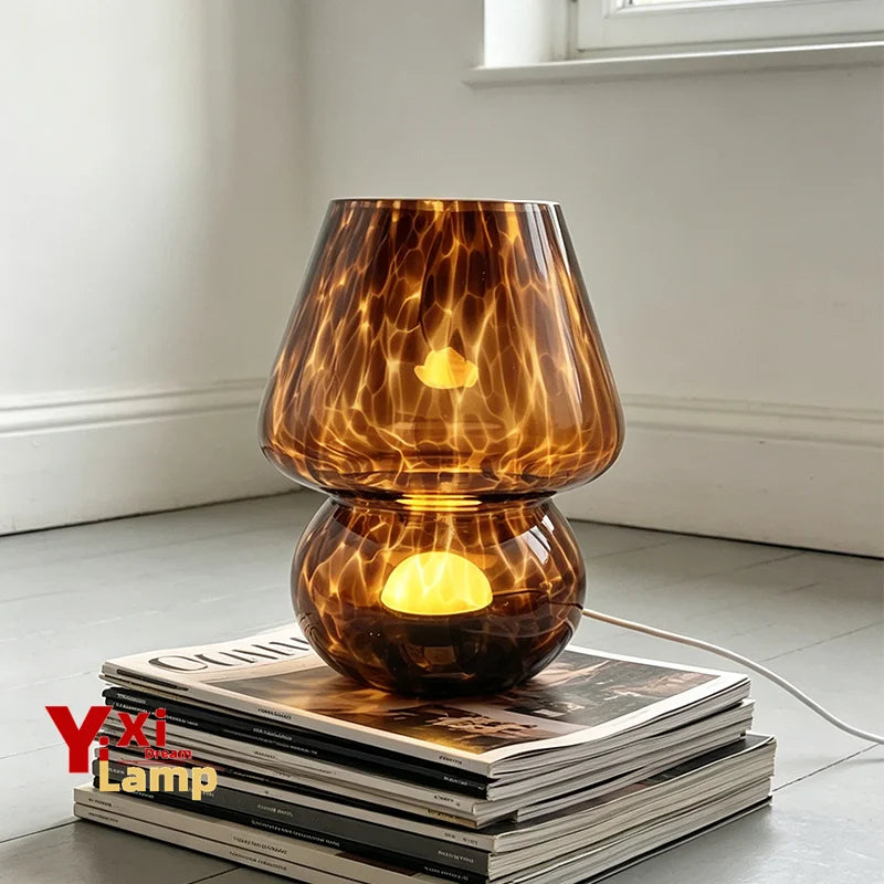 Luminária Cogumelo de Vidro Retrô