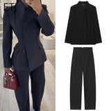 The High-Collar Slim Suit Set — Locryn