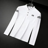 The Stripe Accent Long Sleeve Polo — Locryn Men