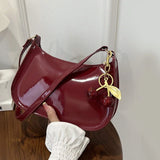 Women's PU Leather Shoulder Bag – Casual Commuter Handbag with Cherry Pendant