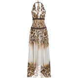 The Leopard Bandage Halter Maxi — Locryn