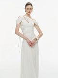 Off-Shoulder Metal Buckle Ruched Dress – Sexy Bodycon Club Party Dress