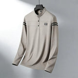 The Stripe Accent Long Sleeve Polo — Locryn Men