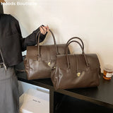 MOODS Luxury Boston Top-Handle Bag – Designer PU Leather Shoulder Crossbody Handbag