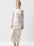 Polka Dot Long Sleeve Maxi Dress – Slim Elegant Evening Party Dress