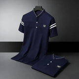 The Dark Blue Stretch Polo — Locryn Men