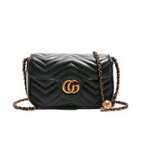 Women's Small Square Chain Crossbody Bag – Luxury Embroidered Check Shoulder Handbag