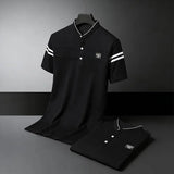 The Dark Blue Stretch Polo — Locryn Men