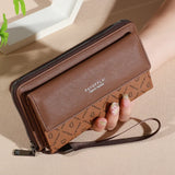 Men's Faux Leather Wallet – Double Layer Snap Closure with Card Holder & Photo Compartment