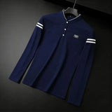 The Stripe Accent Long Sleeve Polo — Locryn Men
