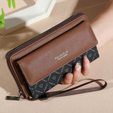 Men's Faux Leather Wallet – Double Layer Snap Closure with Card Holder & Photo Compartment