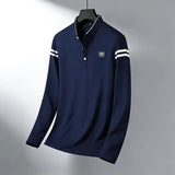 The Stripe Accent Long Sleeve Polo — Locryn Men