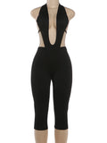 Halter Backless Romper – Patchwork Sleeveless Skinny Clubwear Playsuit